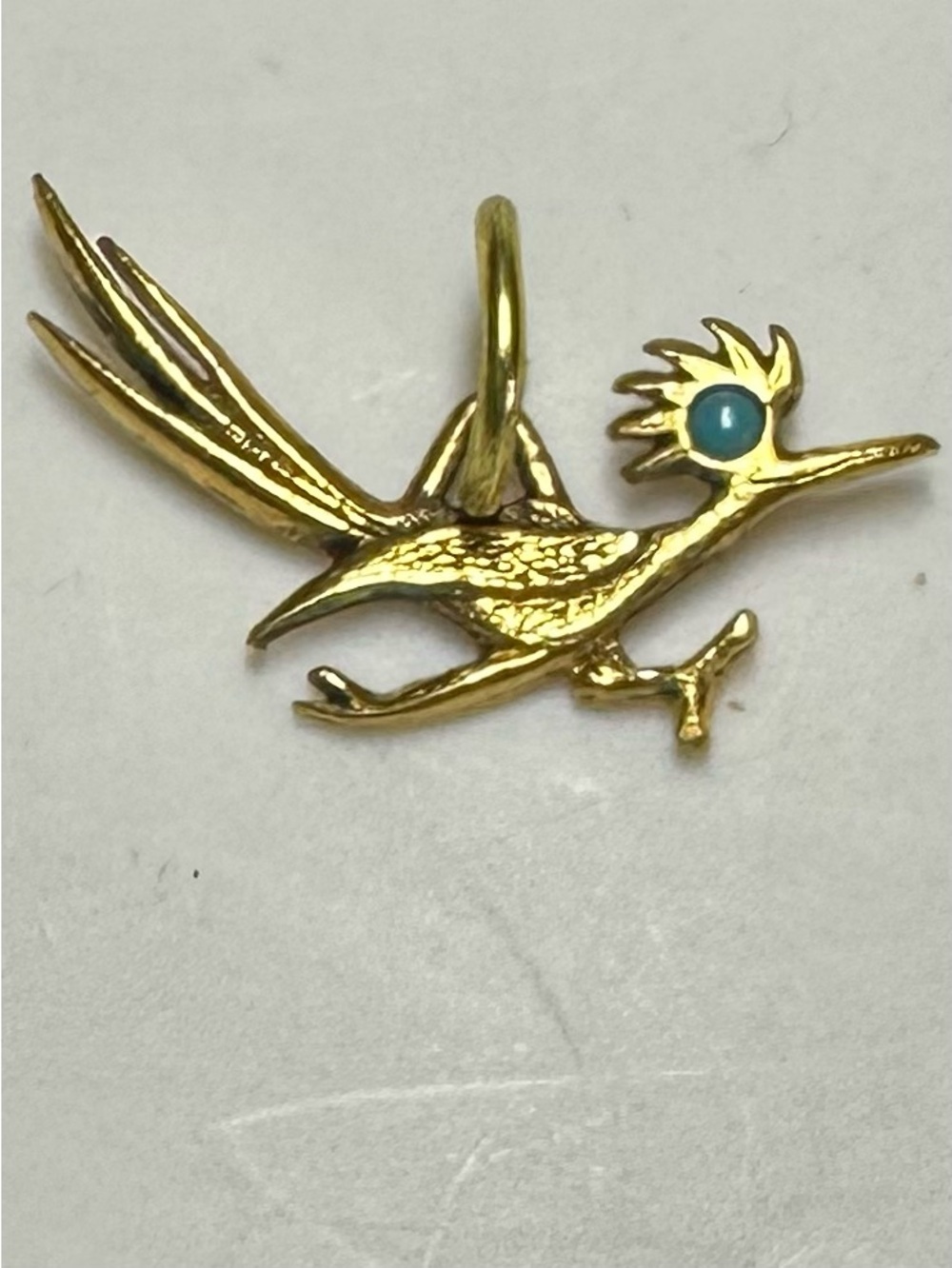 Vintage J. Ritter Southwestern Roadrunner Pendant with Turquoise Eye- 1”